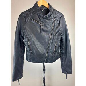 IRO Womens Black Moto Leather Jacket 2 / Small